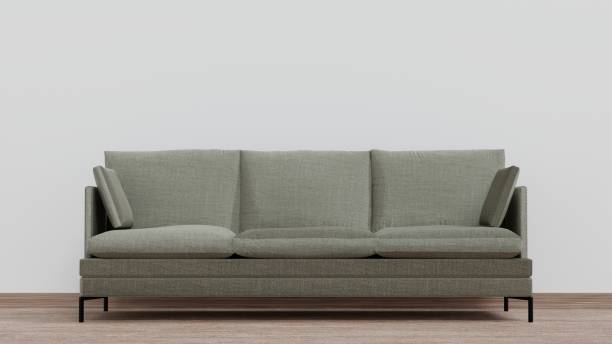 istock Sofa armchair seat couch with empty wall living room, 3d rendering. 1454354463