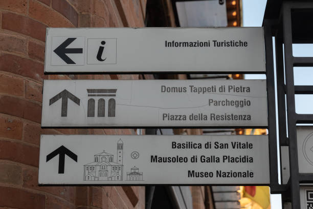 istock Road sign for San Vitale basilica 1454357974