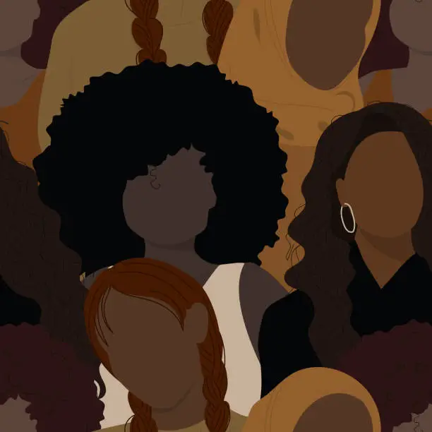 Vector illustration of Many women african american ethnicity
