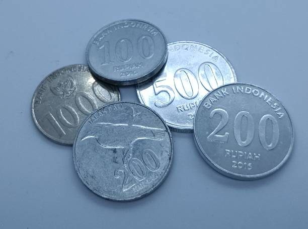 istock Set of modern new Indonesian coins 1454362518