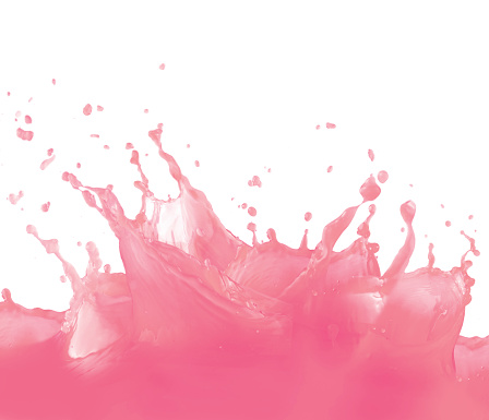 Strawberry juice, pink, splash, isolated on white background