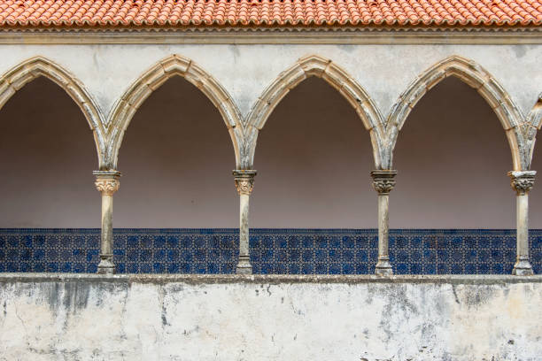 perspective view of a corridor in the cloister of cluny abbey