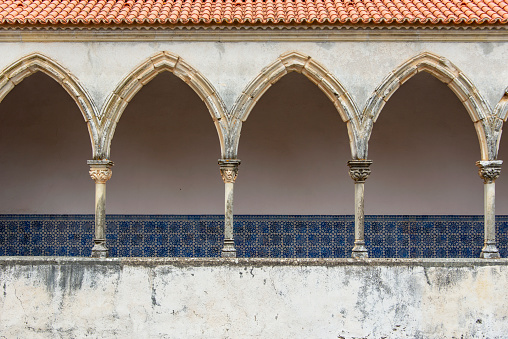 Cloister detail in Convent of Christ, Tomar, Portugal