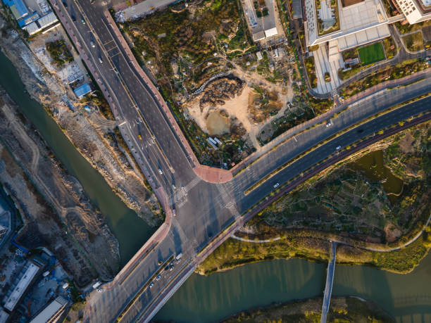 istock Roads beside residences and parks 1454367673