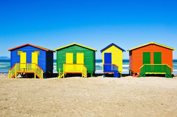 istock Colorful wooden beach huts 1454368940