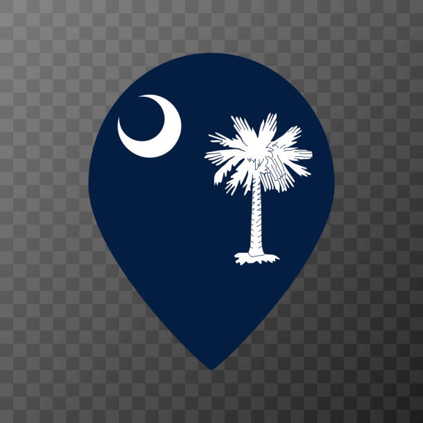 illustrations, cliparts, dessins animés et icônes de pointeur de carte avec drapeau état de caroline du sud. illustration vectorielle. - south carolina flag interface icons symbol