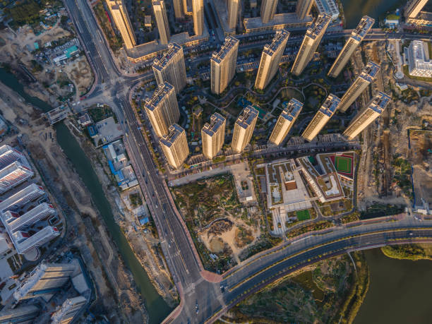 istock Aerial view of residential building 1454373069