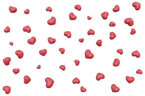 3d rendering floating cute hearts have clipping path
