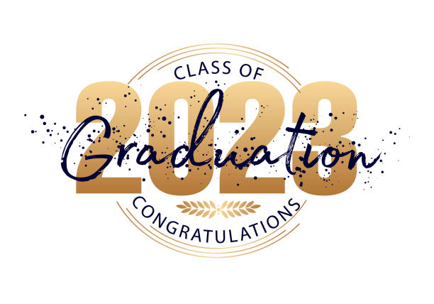 graduation label. vector text for graduation design, congratulation event, party, high school or college graduate. lettering class of 2023 for greeting, invitation card - graduation stock illustrations