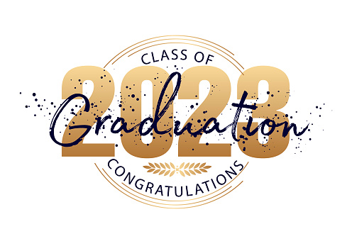 Graduation label. Lettering Class of 2023 for greeting, invitation card. Vector text for graduation design, congratulation event, party, high school or college graduate.