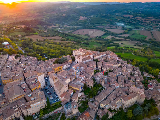 istock Italian medieval town from drone 1454378552