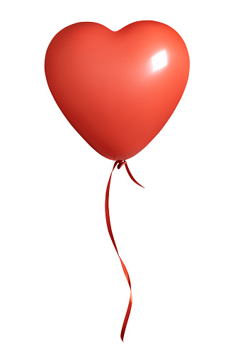 Red heart balloon on white background. This file is cleaned, retouched and contains clipping path.