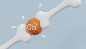 Healthy strong supplement bone calcium concept. White Bone crash ball on blue background. 3d render.