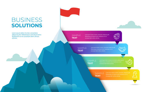 ilustrações, clipart, desenhos animados e ícones de infográficos do pico da montanha - flow chart illustrations