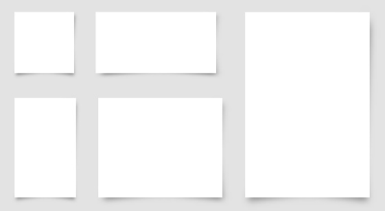 Set of different white papers. Vector illustration. Blank paper banners. White paper banners with shadows