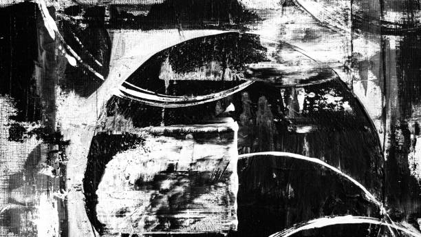 istock Abstract white and black background. Circles, lines, waves, stripes, strokes, paints, canvas. Canvas. Black and white. Abstraction, grey, white, black. 1454386528