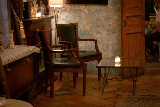 istock Interior of room with chairs and table 1454387006