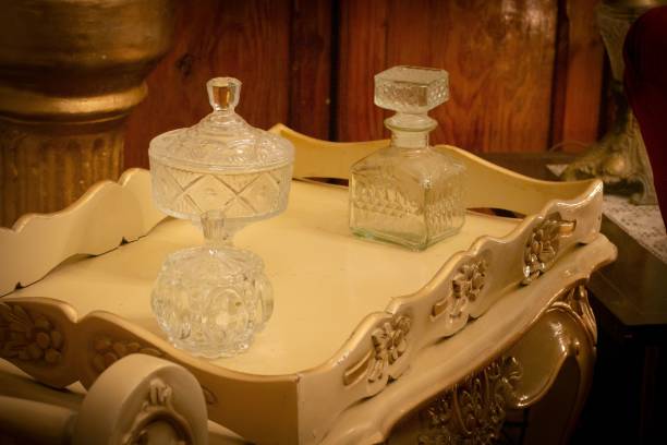 istock Closeup of crystal vases with lid 1454387219