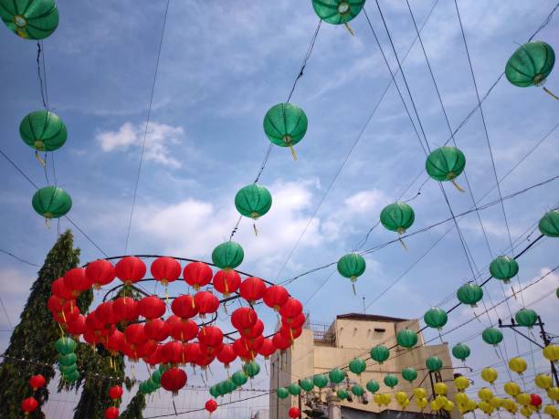 istock Chinese new year lanterns in china town. 1454388843