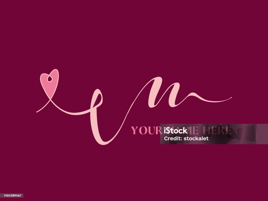 Em Monogram Logo Lowercase Letter E Letter M Decorative Heart ...