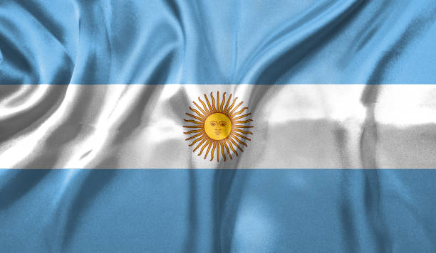 istock Argentina flag wave highly detailed realistic 3D rendering. 1454390041