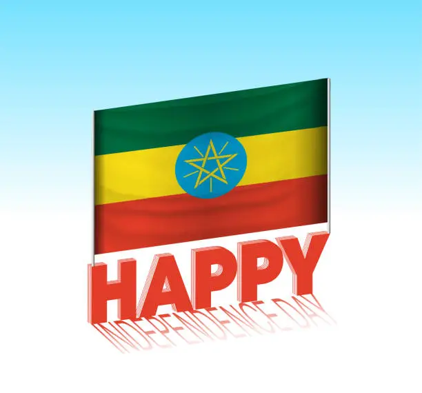 Vector illustration of Ethiopia independence day. Simple UU flag and billboard in the sky.