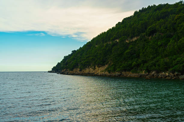 Sassolini beach coastline in Minturno, Italy.