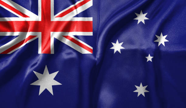 istock Australia flag wave highly detailed realistic 3D rendering. 1454395413