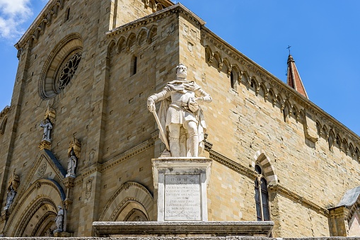 Monument to Ferdinando I de' Medici in front of the Arezzo Cathedral in Italy