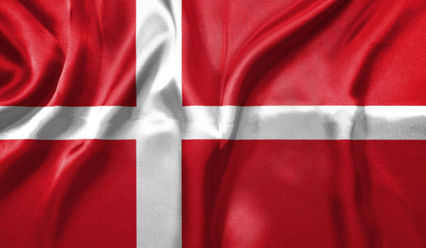 istock Denmark flag wave highly detailed realistic 3D rendering. 1454396667