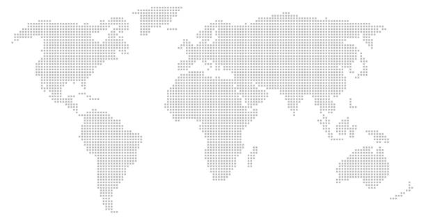 illustrazioni stock, clip art, cartoni animati e icone di tendenza di mappa del mondo con motivo punteggiato grigio, centrata su europa e africa - background world map