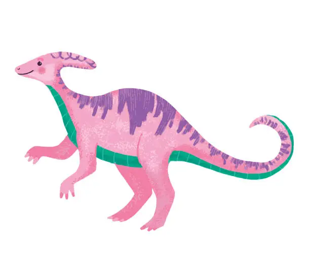 Vector illustration of Cute Pastel Floral Dinosaur