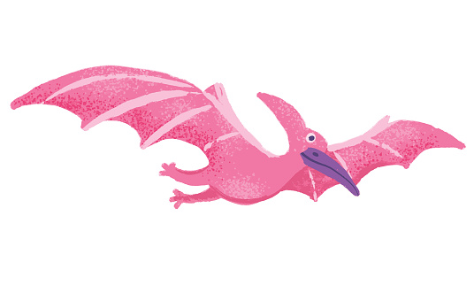 A cute pterodactyl dinosaur in pastel colors on a transparent background. These were hand painted then vectorized.