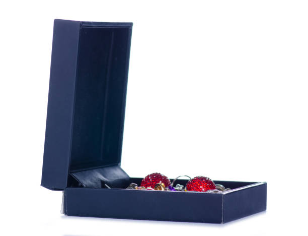 istock Black jewelry box with jewelry 1454402863