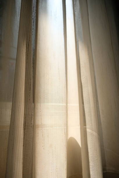 istock Abstract silhouette scene with sheer curtain inside window in bedroom. 1454403258