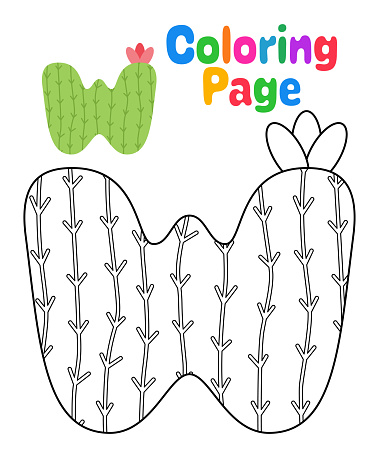 Abc Coloring Wh Coloring Page With Alphabet W For Kids Stock Illustration - Download ...