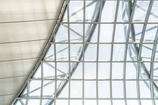 istock Roof steel structure hall dome with line frame background 1454406225
