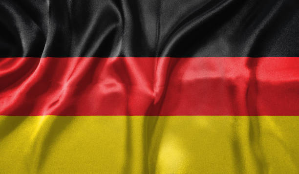 istock Germany flag wave highly detailed realistic 3D rendering. 1454408050