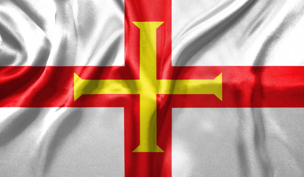 istock Guernsey flag wave highly detailed realistic 3D rendering. 1454408201