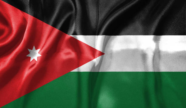 istock Jordan flag wave highly detailed realistic 3D rendering. 1454408261