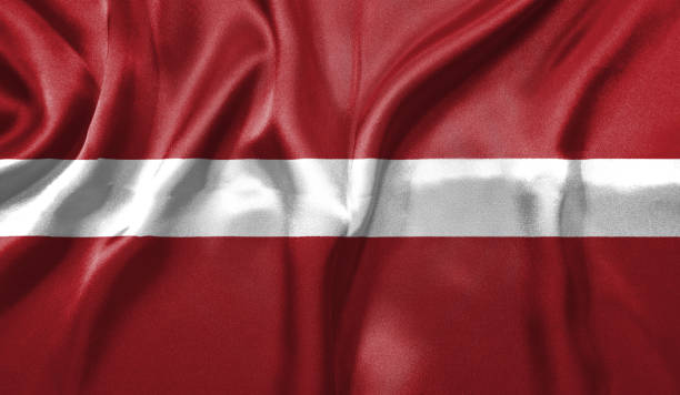 istock Latvia flag wave highly detailed realistic 3D rendering. 1454408468
