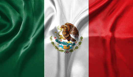 Mexico flag isolated on the sky with clipping path.