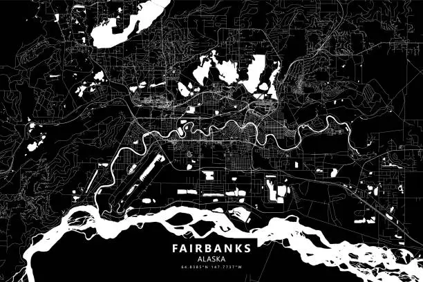 Vector illustration of Fairbanks, Alaska Vector Map