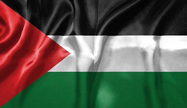 Palestine flag wave highly detailed realistic 3D rendering.