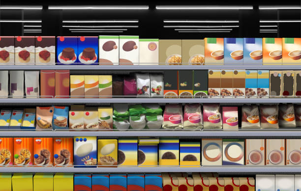 istock Corn flakes on shelf in supermarket mockup 1454411223