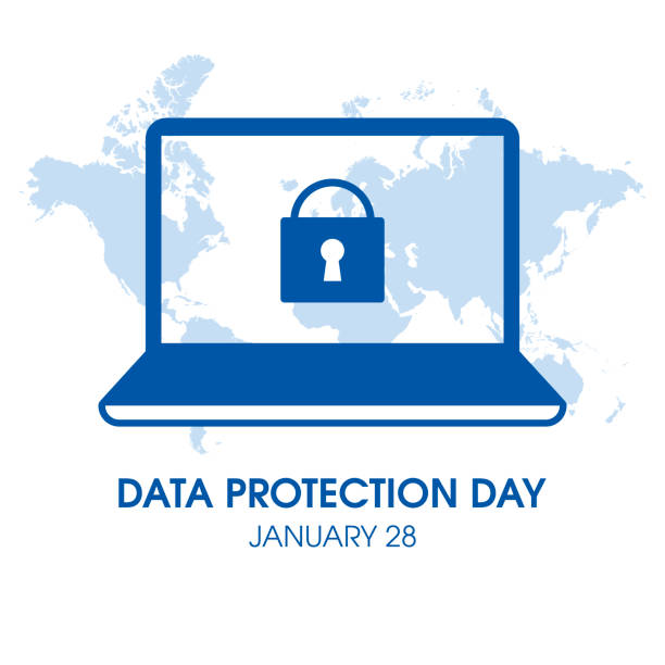 wektor dnia ochrony danych - data network security information medium symbol stock illustrations