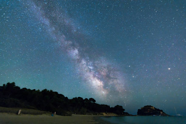 Photo of Scenic view of Milky Way seen from beach in Bormes les Mimosas in south of France