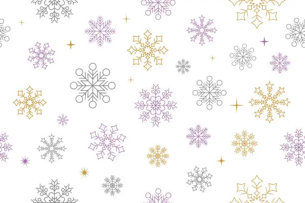 Vector illustration of Winter snowflake line seamless background