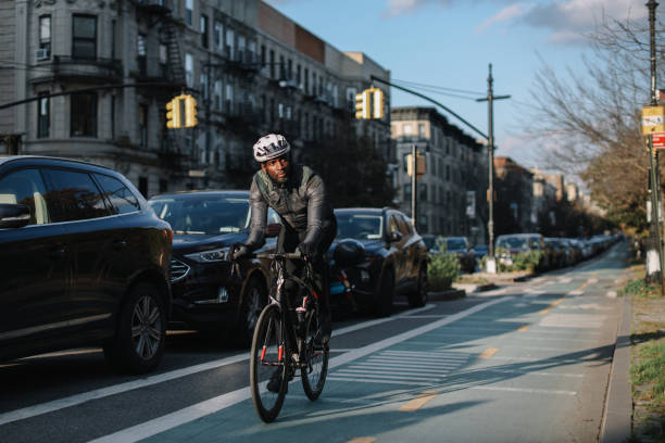 istock cycling fast through Brooklyn, NYC 1454417803