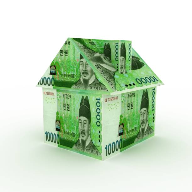 surcoreano ganó dinero comprando bienes raíces de alquiler de casas - korean currency fotografías e imágenes de stock